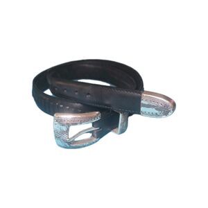 Brighton Vintage Onyx 74803 Black Braided Leather Belt Size 36 Buckle 1993